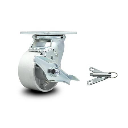 Service Caster 4 Inch Semi Steel Caster with Ball Bearing and Brake/Swivel Lock SCC-30CS420-SSB-TLB-BSL